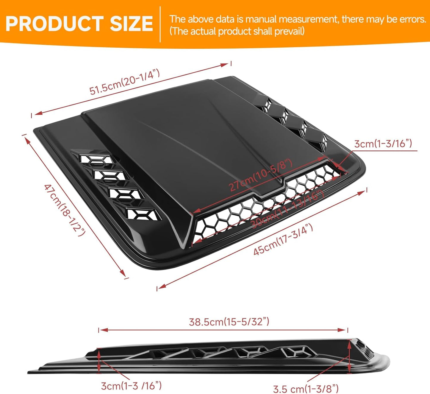 Hood Scoops For Cars, Universal Hood Scoop Hood Vents, Automotive Hood Scoops for Trucks Compatible with Dodge Ram 1500 2500 F150 F250 F350 Toyota Tundra GMC Sierra 1500 2500 Jeep Wrangler