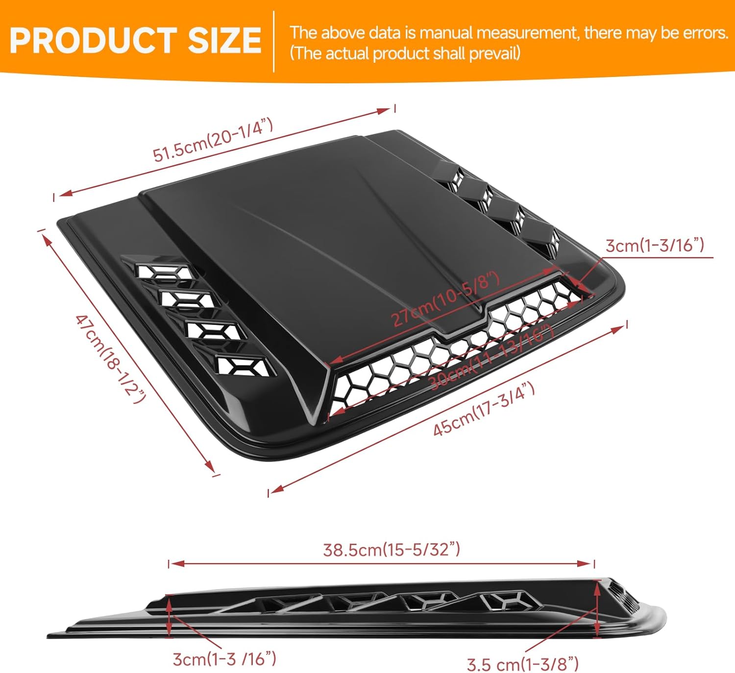 Hood Scoops For Cars, Universal Hood Scoop Hood Vents, Automotive Hood Scoops for Trucks Compatible with Dodge Ram 1500 2500 F150 F250 F350 Toyota Tundra GMC Sierra 1500 2500 Jeep Wrangler