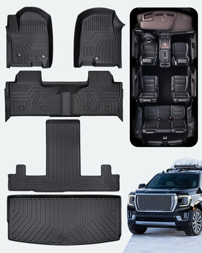 Floor Mats 3 Row Cargo & Liner Set for Chevrolet Tahoe for GMC Yukon 2021-2024