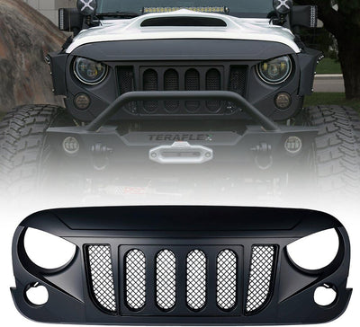 Jeep Wrangler JK Matte Black Front Grille with Mesh Insert (2007-2018)