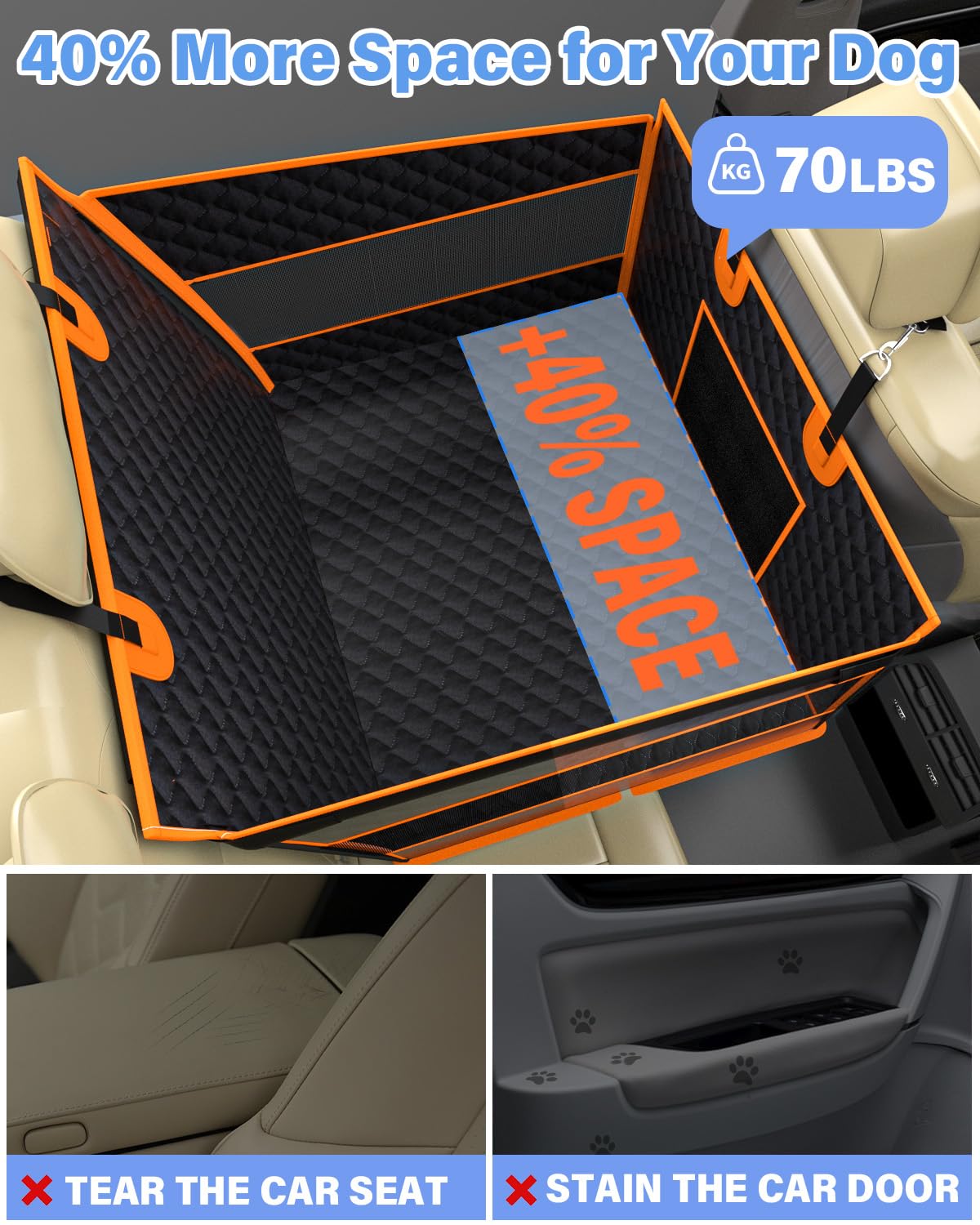 Waterproof Pet Car Seat Extender for Large Dogs, SUVs, Trucks