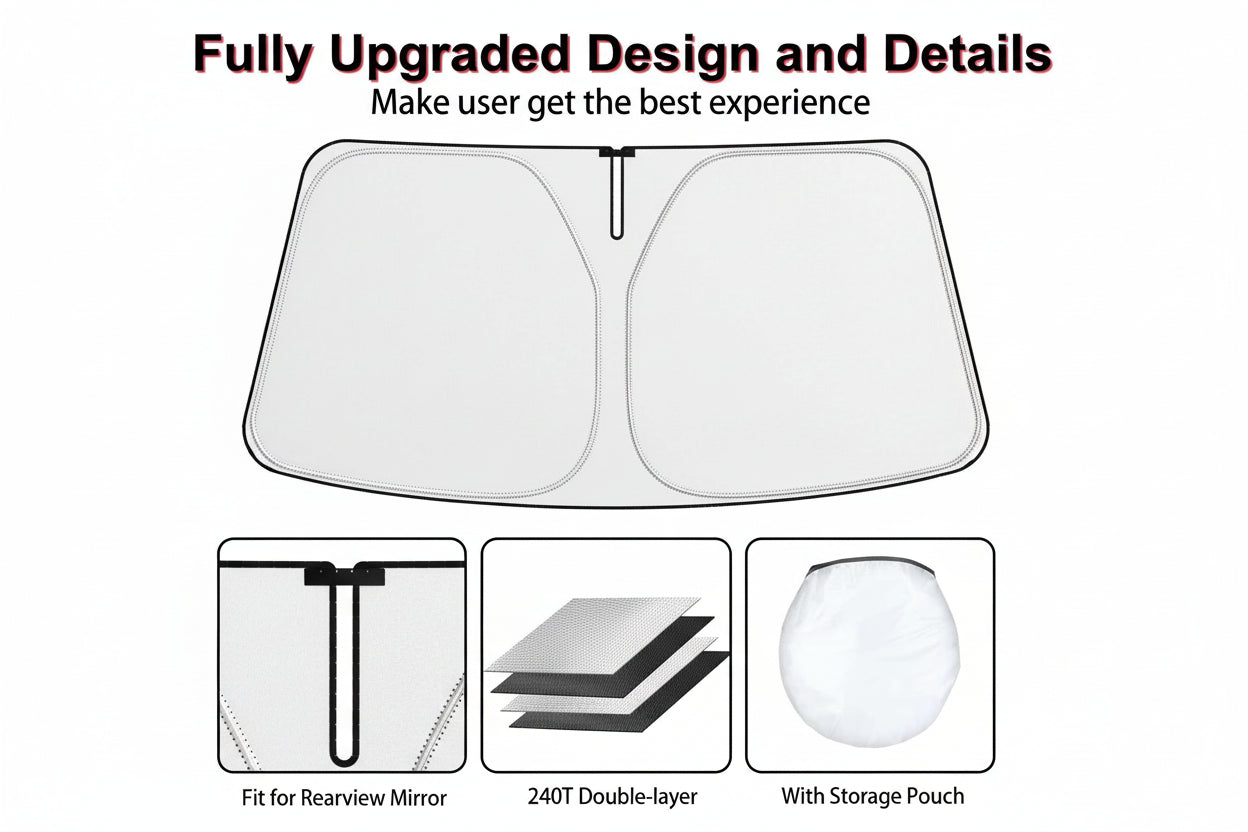 American Flag Windshield Sun Shade for Jeep Wrangler & Gladiator (4-Layer Coating with Pouch)