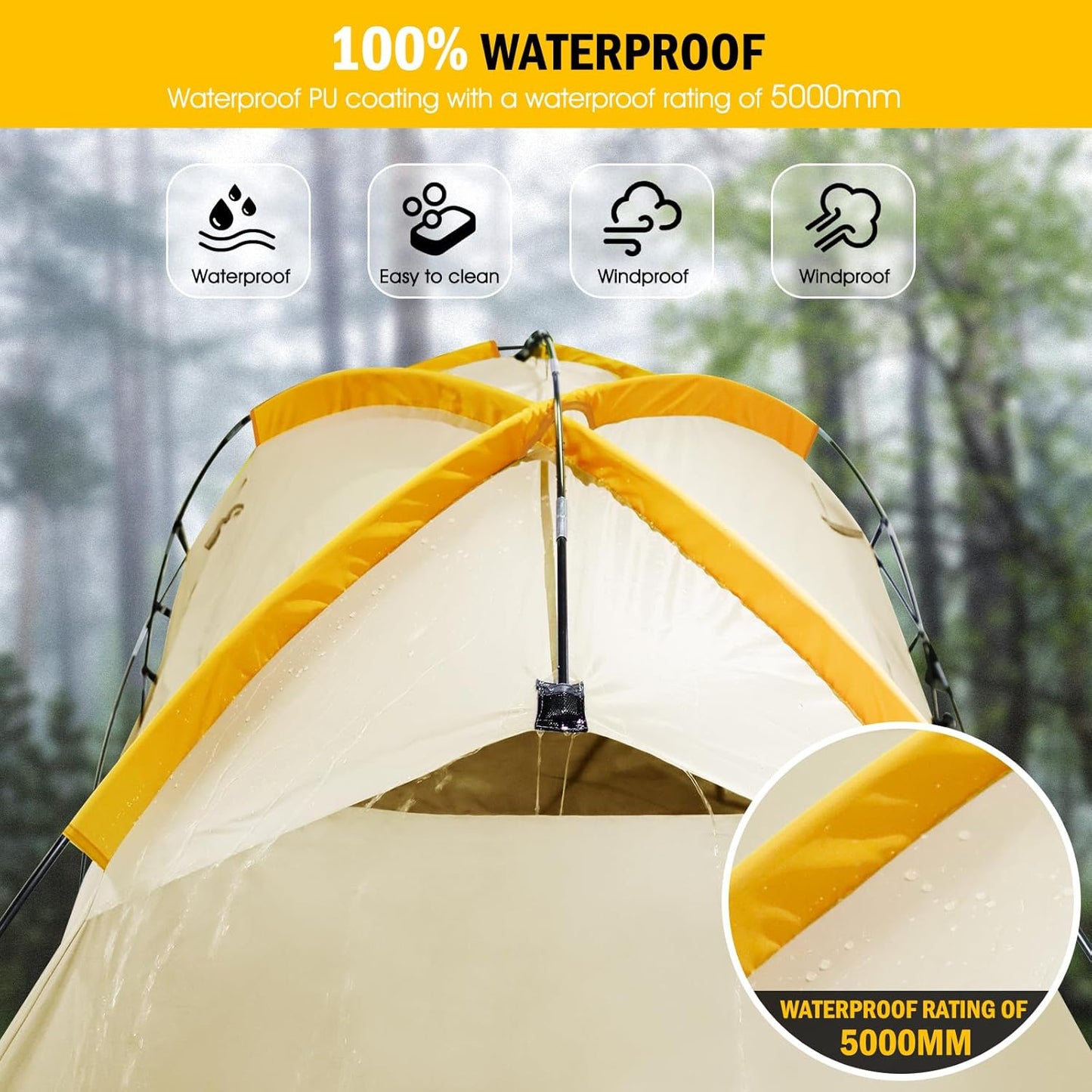PU5000 Oxford Truck Tent with Awning for 5.5'-6.3' Beds - Fits Chevy, Ram, F-150 & More