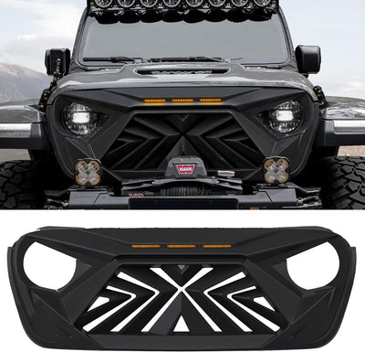 Jeep Wrangler JL JT Grille with Amber LED Lights
