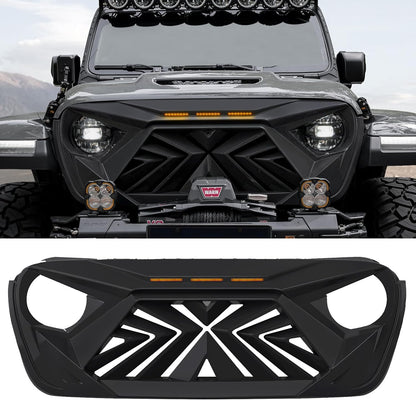 Jeep Wrangler JL JT Grille with Amber LED Lights