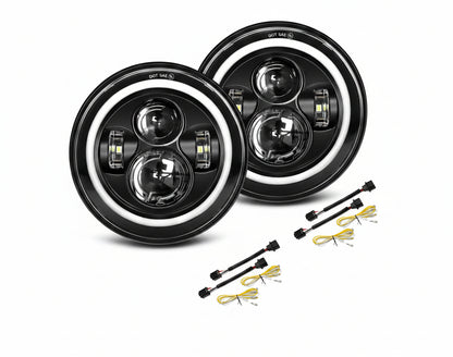 2PCS Black 7" LED Headlights - DOT Approved, H6024 Fit with DRL & Signals