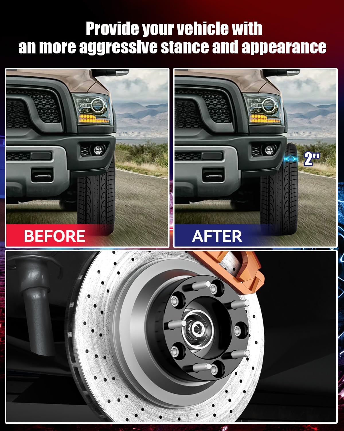 2" Hubcentric Wheel Spacers 5x139.7 for 2012-2018 Ram 1500 - M14x1.5 Studs, 108mm Bore