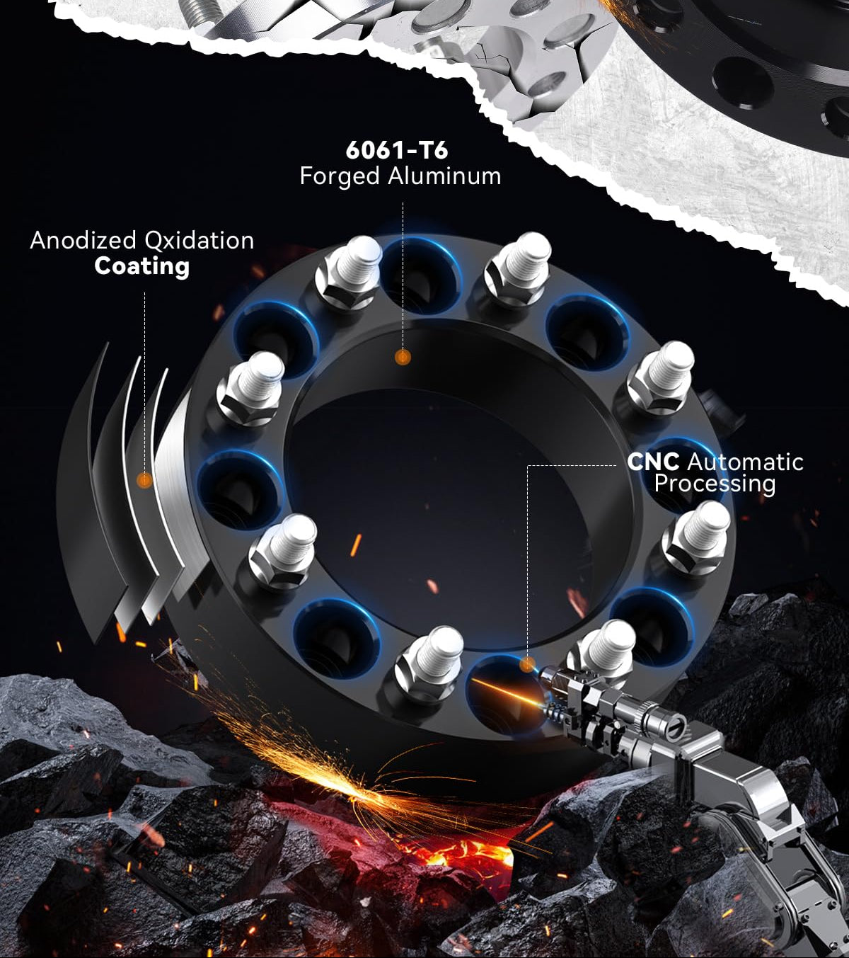 2" Forged Wheel Spacers (2-PCS) 8x165.1mm for 2013-2024 Ram 2500 & 2012-2018 Ram 3500 - M14x1.5, 126.15mm Bore