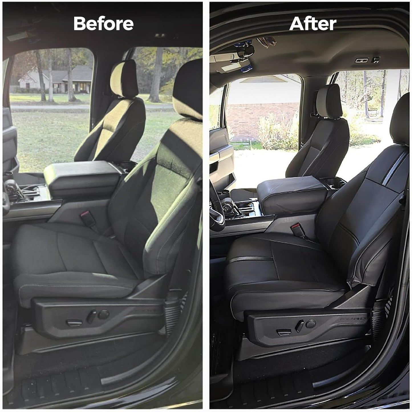 CreekT® Full Set Leather Seat Covers for Ford F150 2015-2025, Waterproof Pickup Seat Covers Custom Fit for Ford F-150 Accessories, for F150 2020 2021 2022 2023 2024 2025 Super Crew/Crew Cab(XL,XLT)