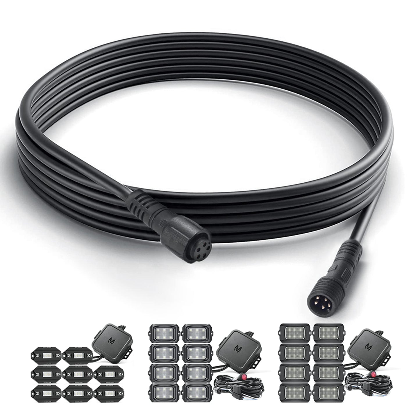 6.56FT 3-Pin Extension Cable for V1/W1/C2 RGB+IC Lights & P1s Switch