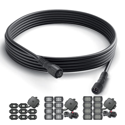 6.56FT 3-Pin Extension Cable for V1/W1/C2 RGB+IC Lights & P1s Switch