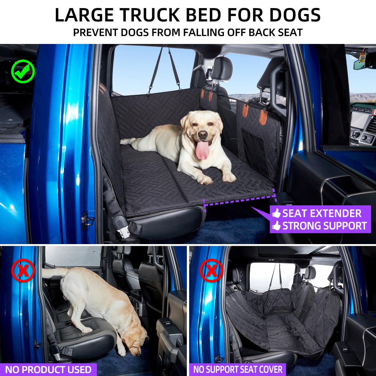 Dog Seat Cover and Bed for Trucks for F150, RAM1500, Silverado - Non-Inflatable Pet Mattress - OHMU