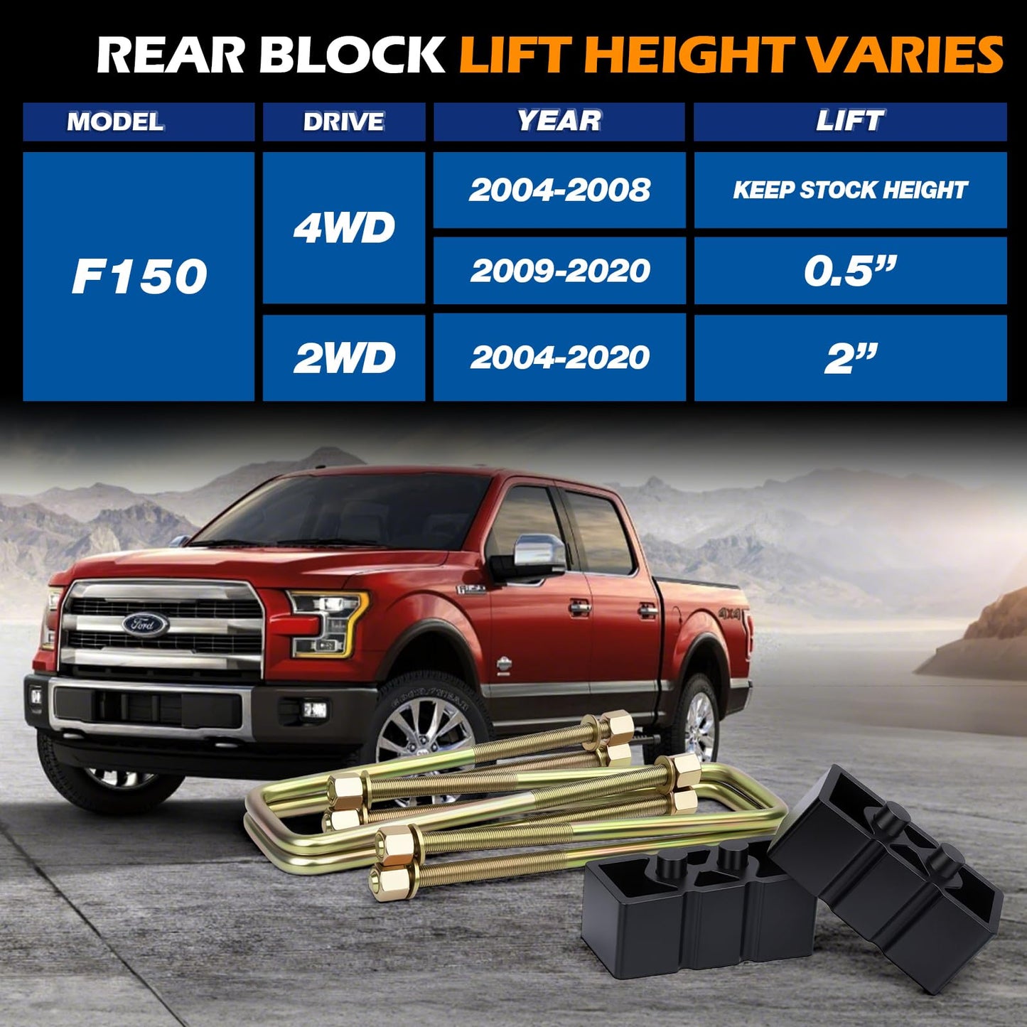3" Front & 2" Rear Full Leveling Kit for 2004-2020 Ford F-150 2WD/4WD