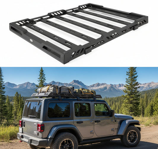 Hooke Road Overlanding Roof Rack for 2018-2025 Jeep Wrangler JL 2/4 Doors & Gladiator JT, Steel Cargo Basket for Jeep Hard Top Only