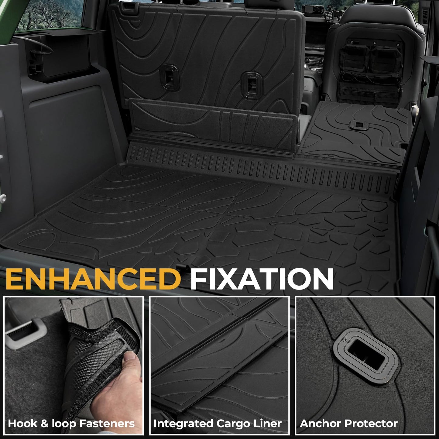Floor Mats & Cargo Liner Set for 2021-2026 Ford Bronco 4-Door - Full Coverage with Door Sill Guards