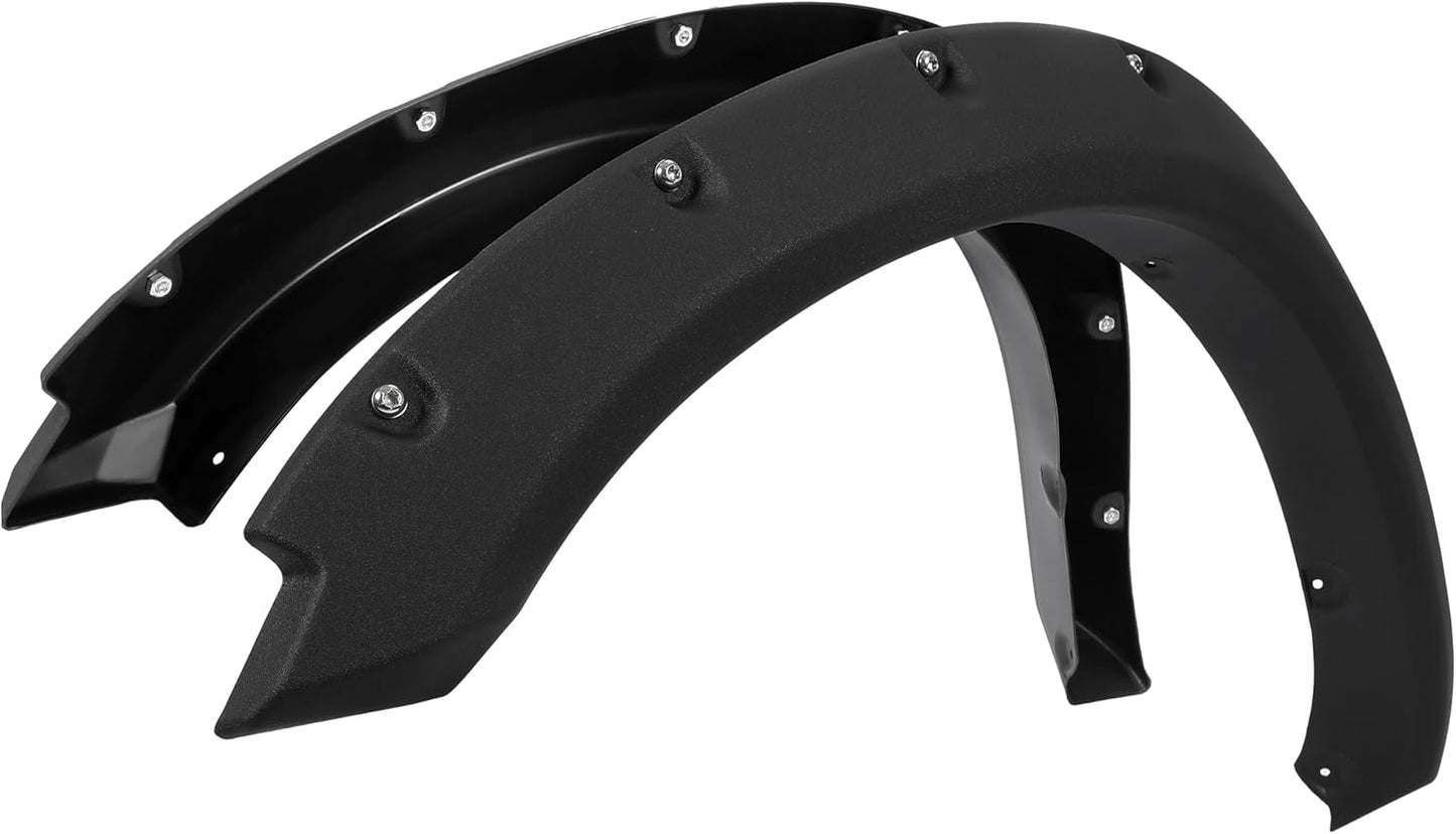 4-PCS Textured Fender Flares for 2009-2023 Ram 1500 Classic (Excl. R/T/Rebel/Warlock) - Pocket Rivet Style
