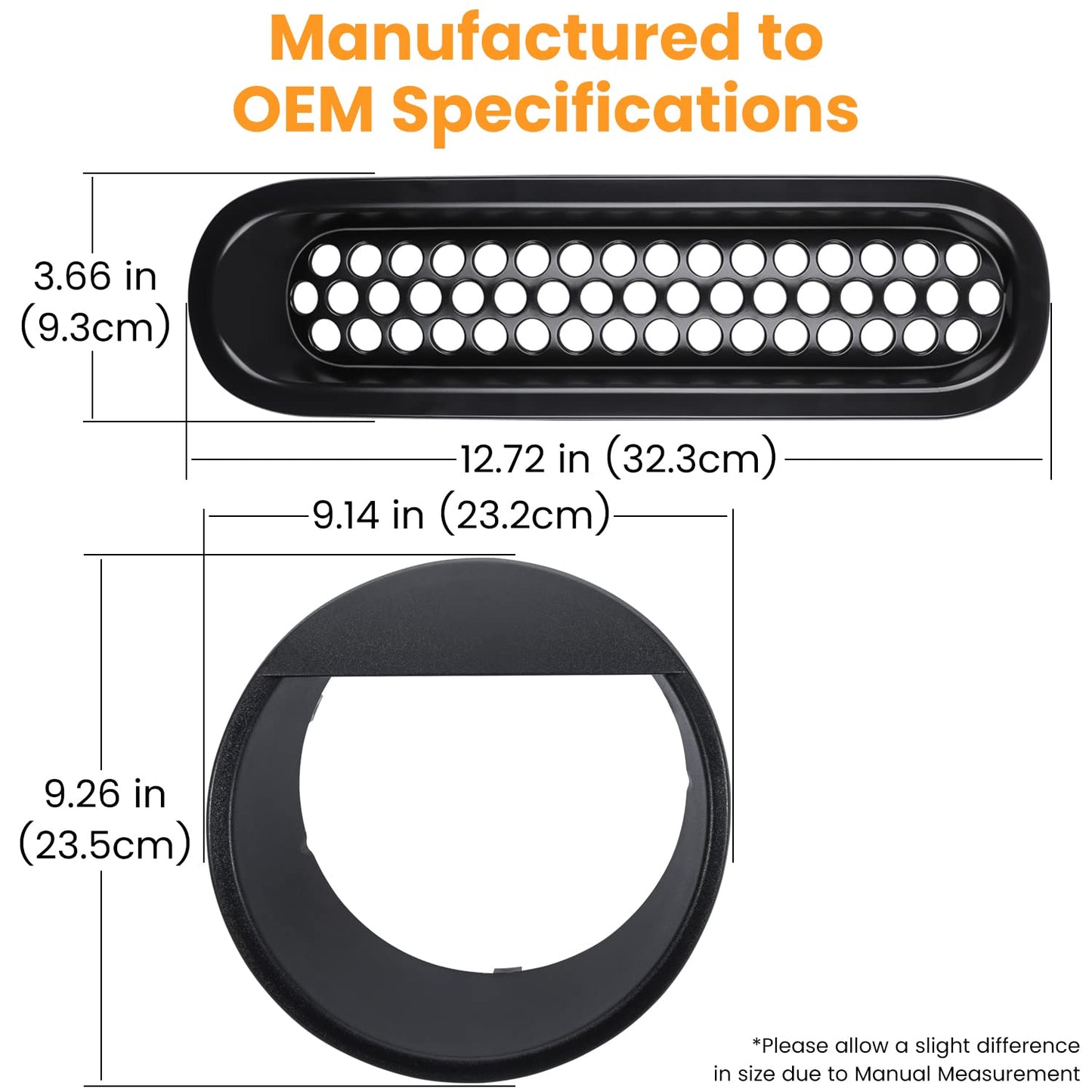 Matte Black Grille & Headlight Trim Set for Jeep Wrangler JK 2007-2018