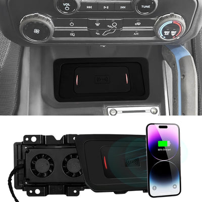 Console Wireless Charging Pad with Built-in Cooling Fan For 2/4-Door Ford Bronco 2021-2024