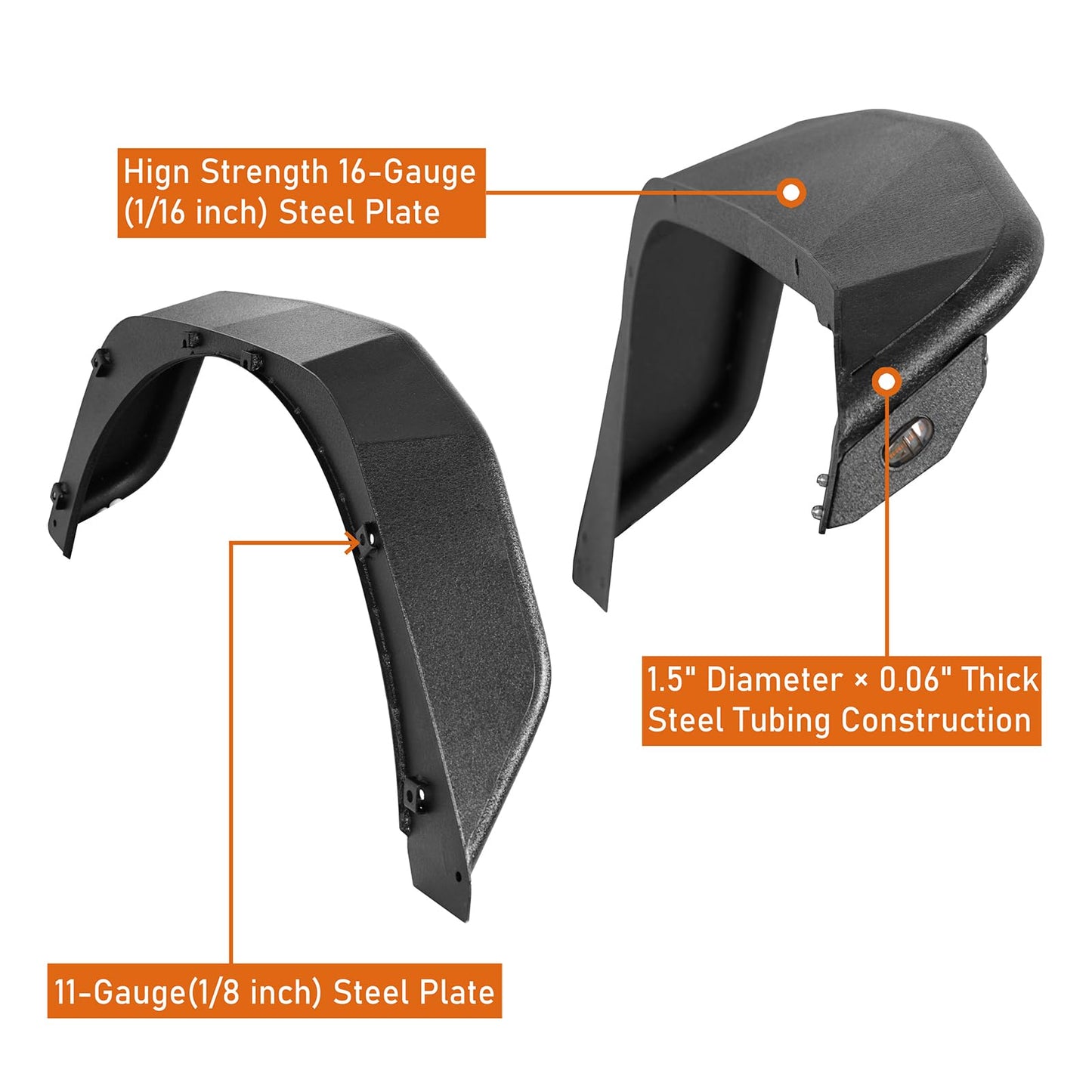 JL High Clearance Steel Fender Flares with Lights for Jeep Wrangler