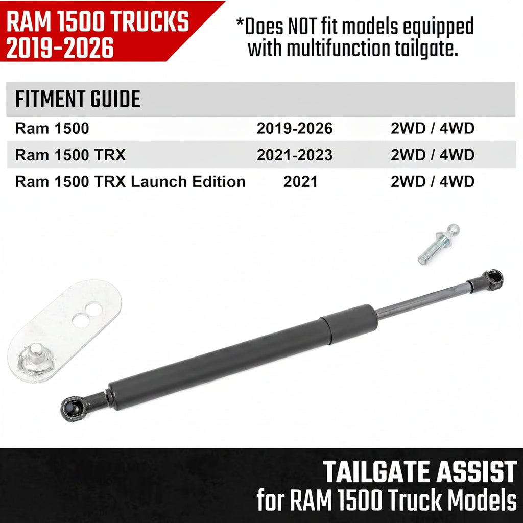 Tailgate Assist for 2019-2026 Ram 1500 2WD/4WD (Driver-Side) - Slow-Release Damper