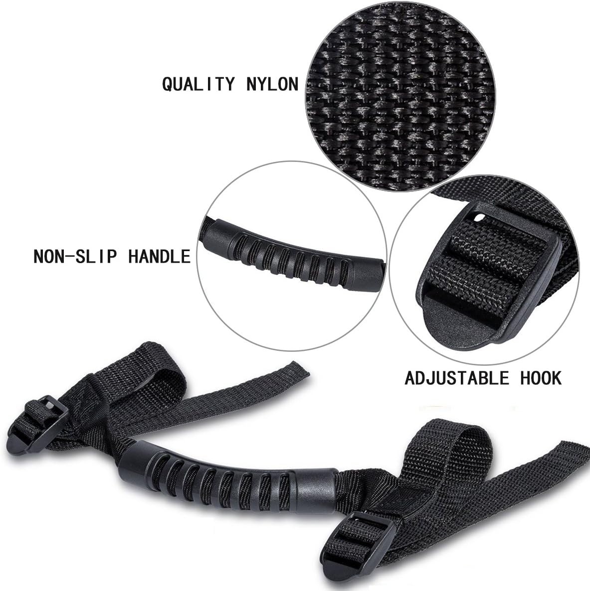 4-Pack Roll Bar Grab Handles for 1987-2023 Jeep Wrangler (Black)