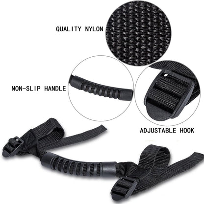4-Pack Roll Bar Grab Handles for 1987-2023 Jeep Wrangler (Black)