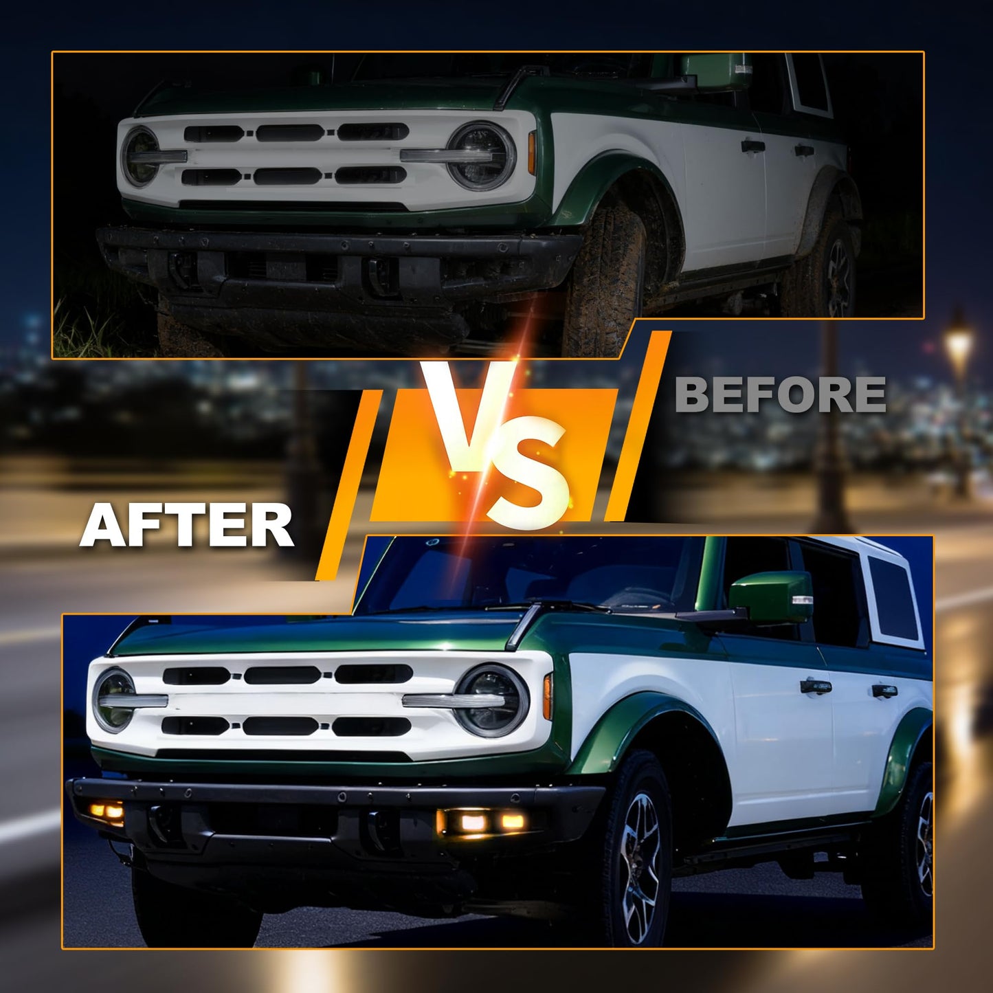 Bronco LED Fog Lights: Raptor Style, DRL Turn Signal, Dual Color