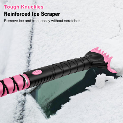 48" Extendable Snow Brush with 360° Pivoting Head - Pink (Fits SUV/Truck)