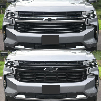 Black Magic Gloss Black Tape-on Grille Overlay Compatible With 2021-2024 Chevrolet Suburban/Tahoe LT And Premier