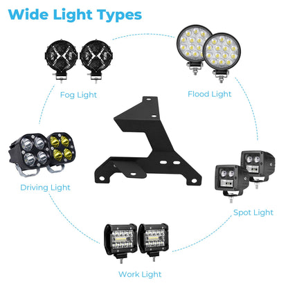 Dual A-Pillar Light Mounts for 2018-2025 Jeep JL & Gladiator JT (Excludes 4XE/Mojave/392)