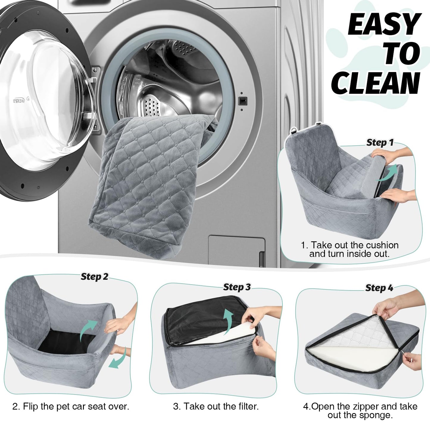 Dog Booster Car Seat for Medium Dogs Up to 40lbs Pets with 2 Clip-On Leashes