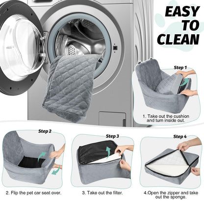 Dog Booster Car Seat for Medium Dogs Up to 40lbs Pets with 2 Clip-On Leashes