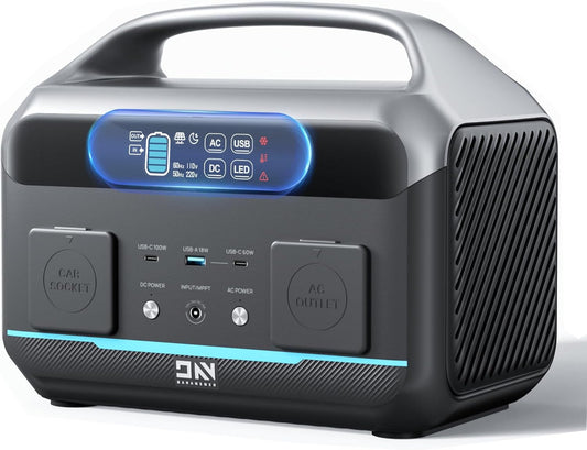 Portable Power Station 600W (1200W Surge), 576Wh (180,000mAh) Solar Generator, LFP Battery 1Hour Fast Charging, 100W USB-C Output, Power Bank for Home & Emergency Backup, RVs, CPAP (Solar Optional)