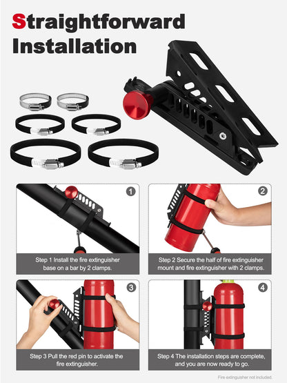 Adjustable Quick-Release Fire Extinguisher Mount for Jeep/UTV Roll Bar - Universal Fit