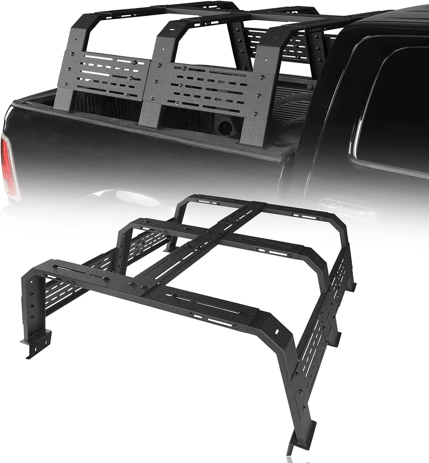 12.2" /18.8'' High Overland Bed Rack for Full-Size Trucks Compatible with Ford F-150 & Raptor, Dodge Ram 1500, Chevy Silverado 1500, GMC Sierra 1500