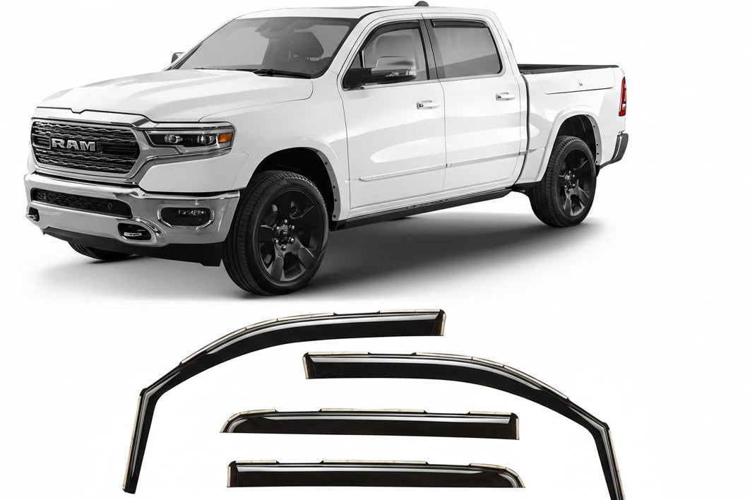 In-Channel Rain Guards (4-PCS) for 2019-2026 Ram 1500 Crew Cab (New Body) - Window Deflectors, 619006LP