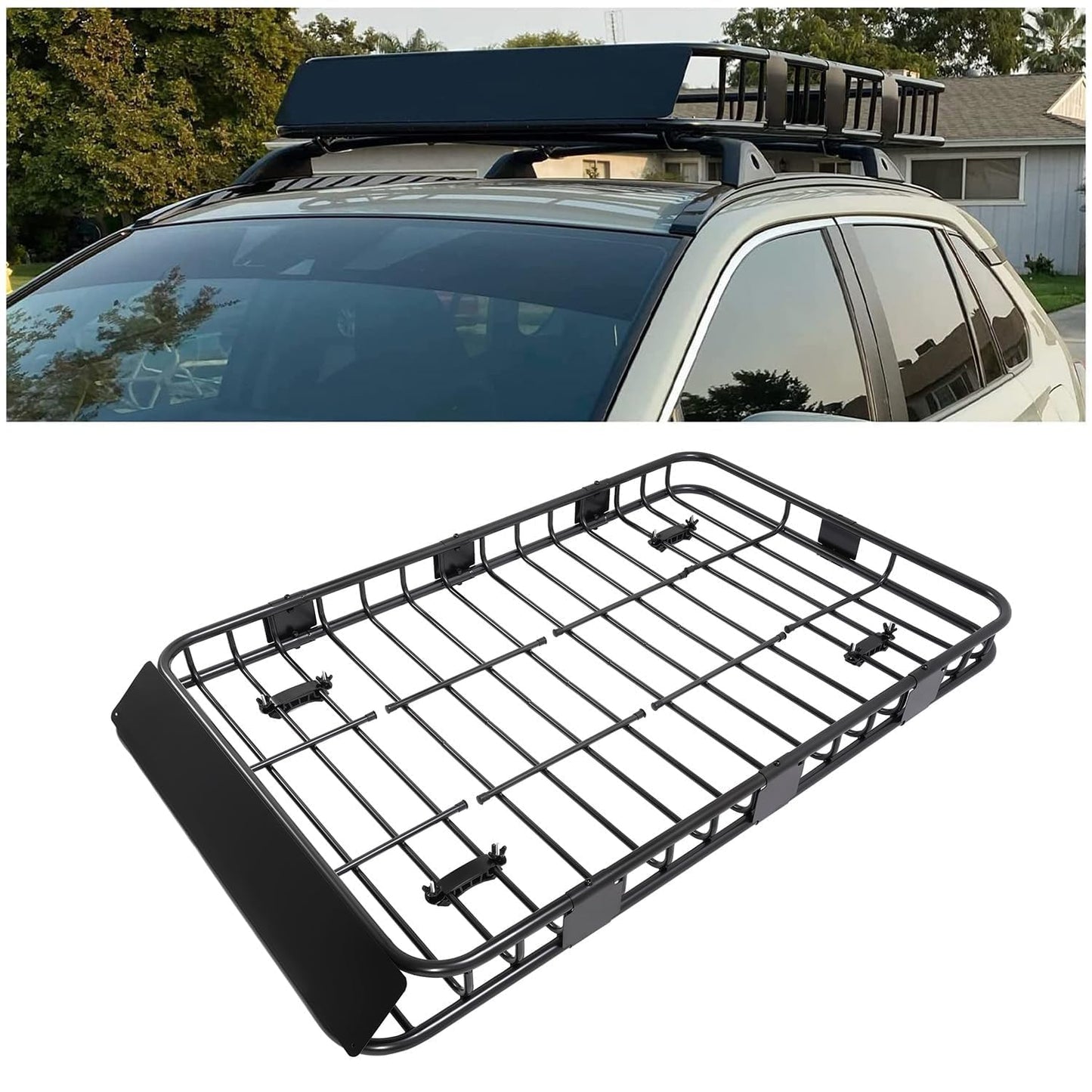 59"x39"x5.1" Heavy-Duty Roof Basket - 250 lb Capacity, Universal Fit for Car/SUV