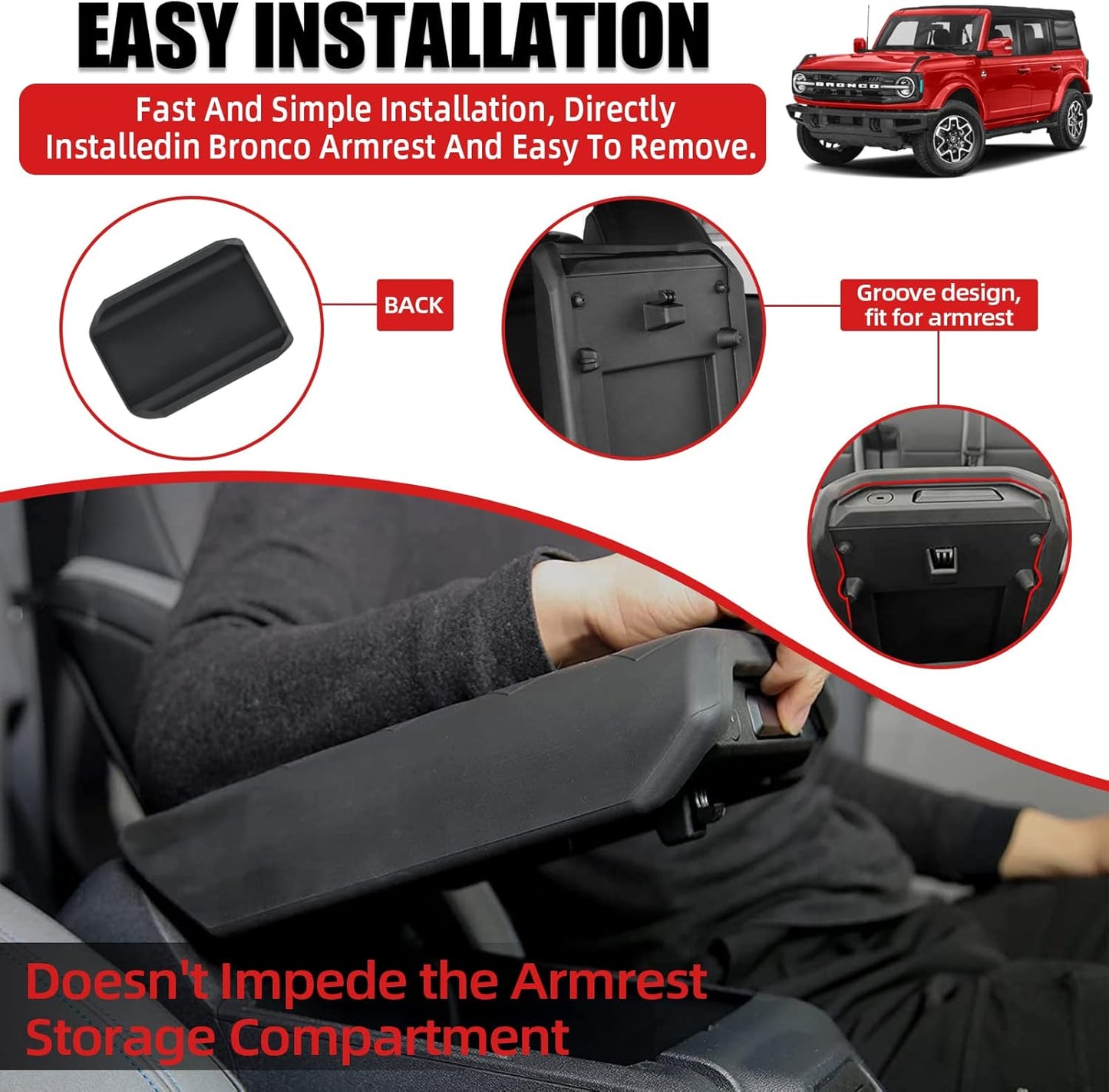 Waterproof TPE Armrest Cover for 2021-2024 Ford Bronco - Pet Scratch Protection