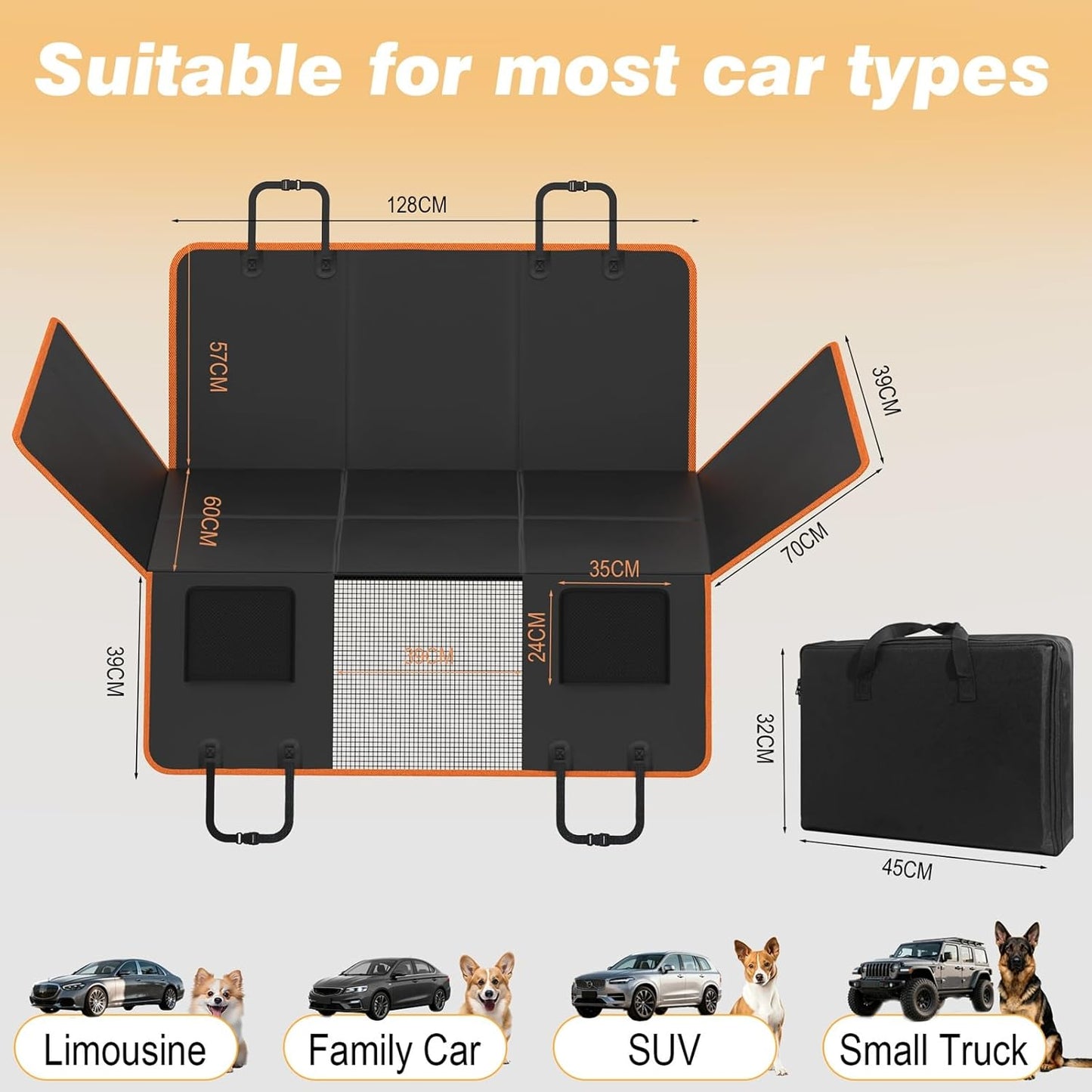 450 lb Back Seat Extender with Hard Bottom - Waterproof Non-Slip, 45% More Space for Cars/SUVs/Trucks