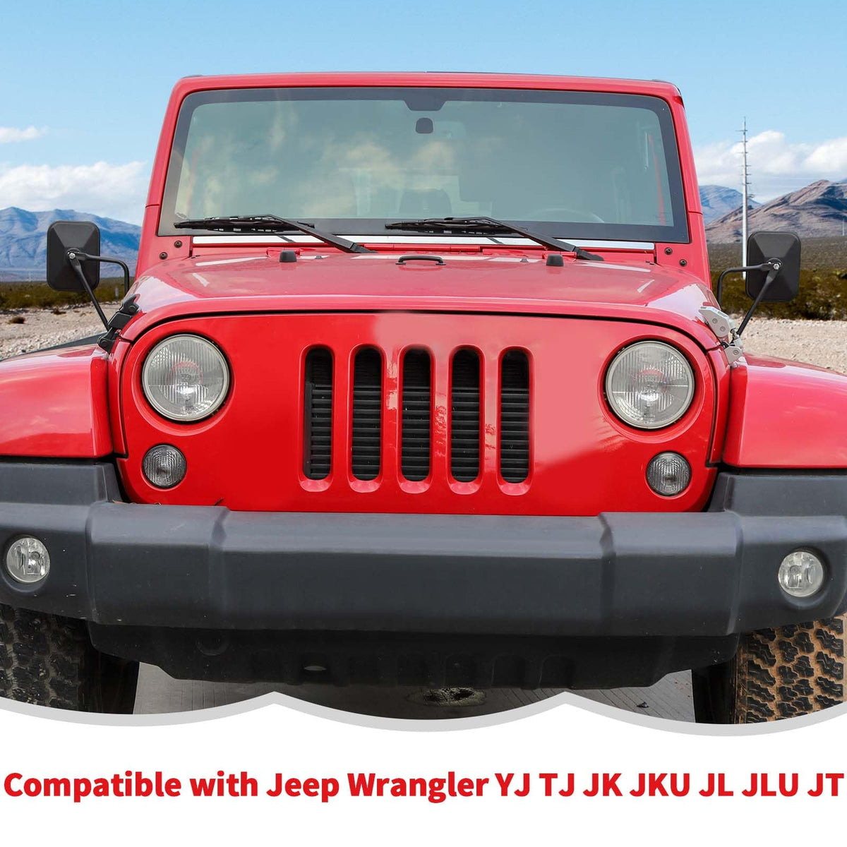 Jeep Wrangler Quick Release Side View Mirrors, 2 Pack