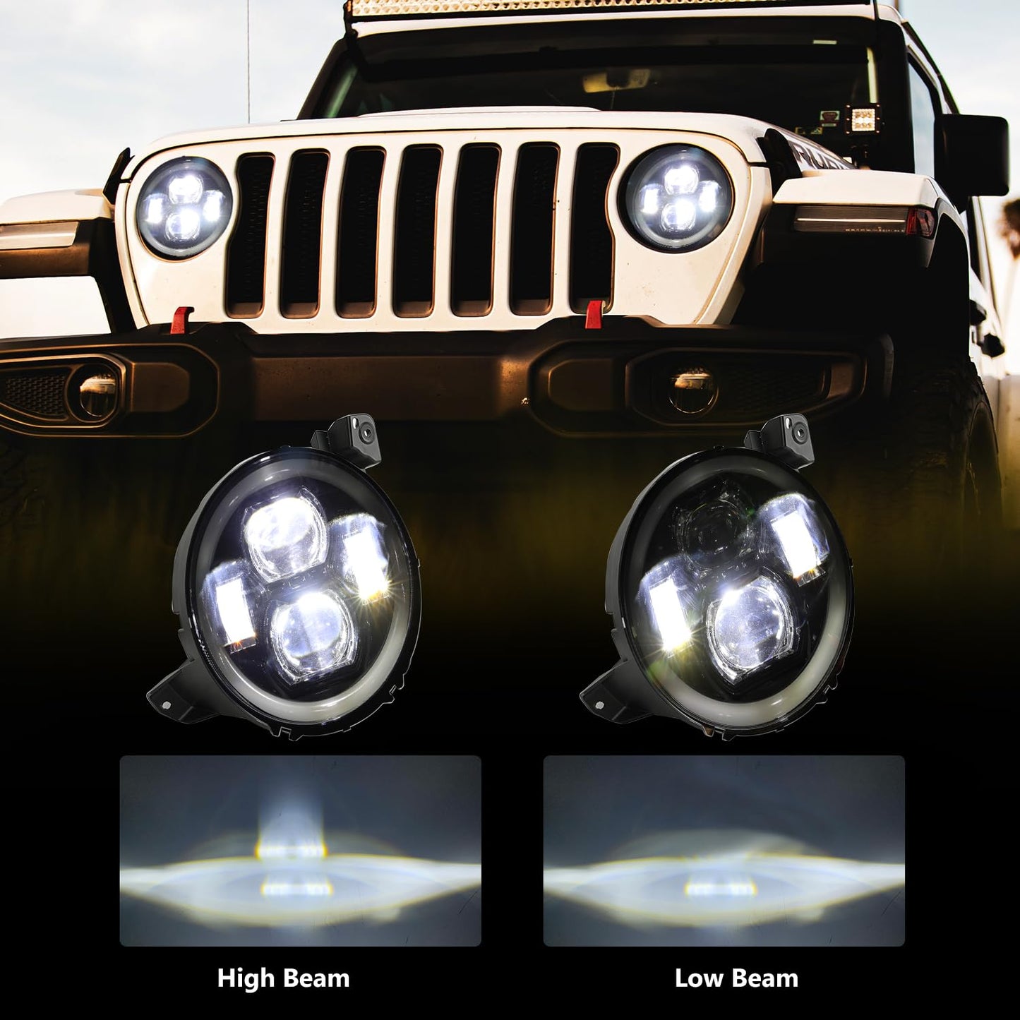JL JT 9" RGBW Halo Fog Lights with App Control and Music Mode