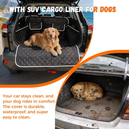 Waterproof SUV Cargo Liner for Dogs - Large Universal Fit w/Side Walls, Bumper Flap, Scratchproof for Sedan/Van