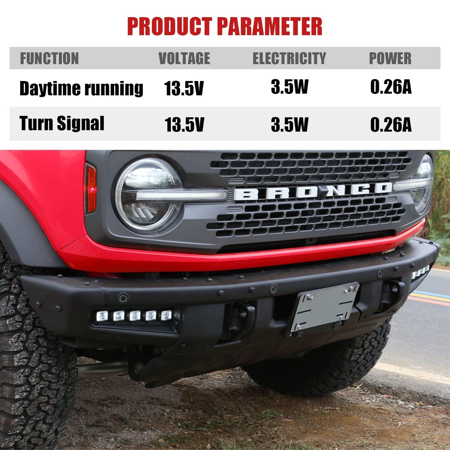 Bronco Modular Bumper Fog Lights, White-Amber Switchback, No-Cut
