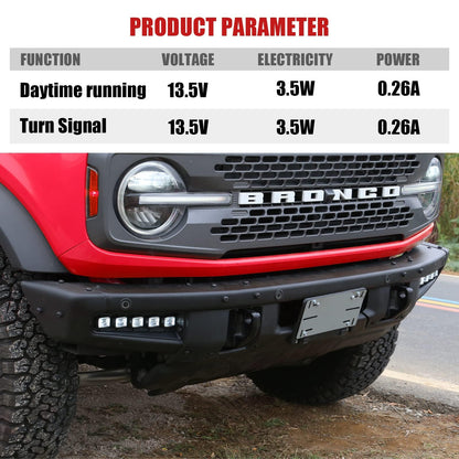 Bronco Modular Bumper Fog Lights, White-Amber Switchback, No-Cut