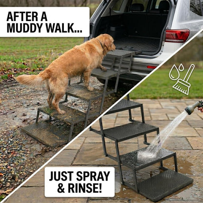 5-Step Foldable Dog Stairs - 25.6" H, 350 lb Capacity for Large Dogs (Car/Truck)