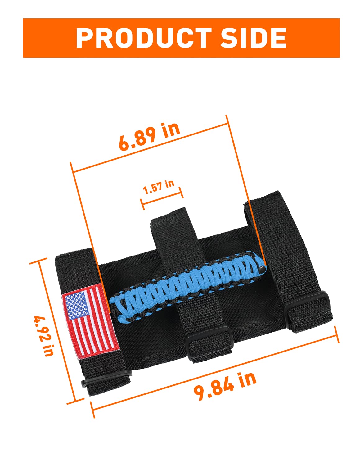 4-Pack Blue Roll Bar Grab Handles for Jeep Wrangler & Gladiator (Universal Fit)