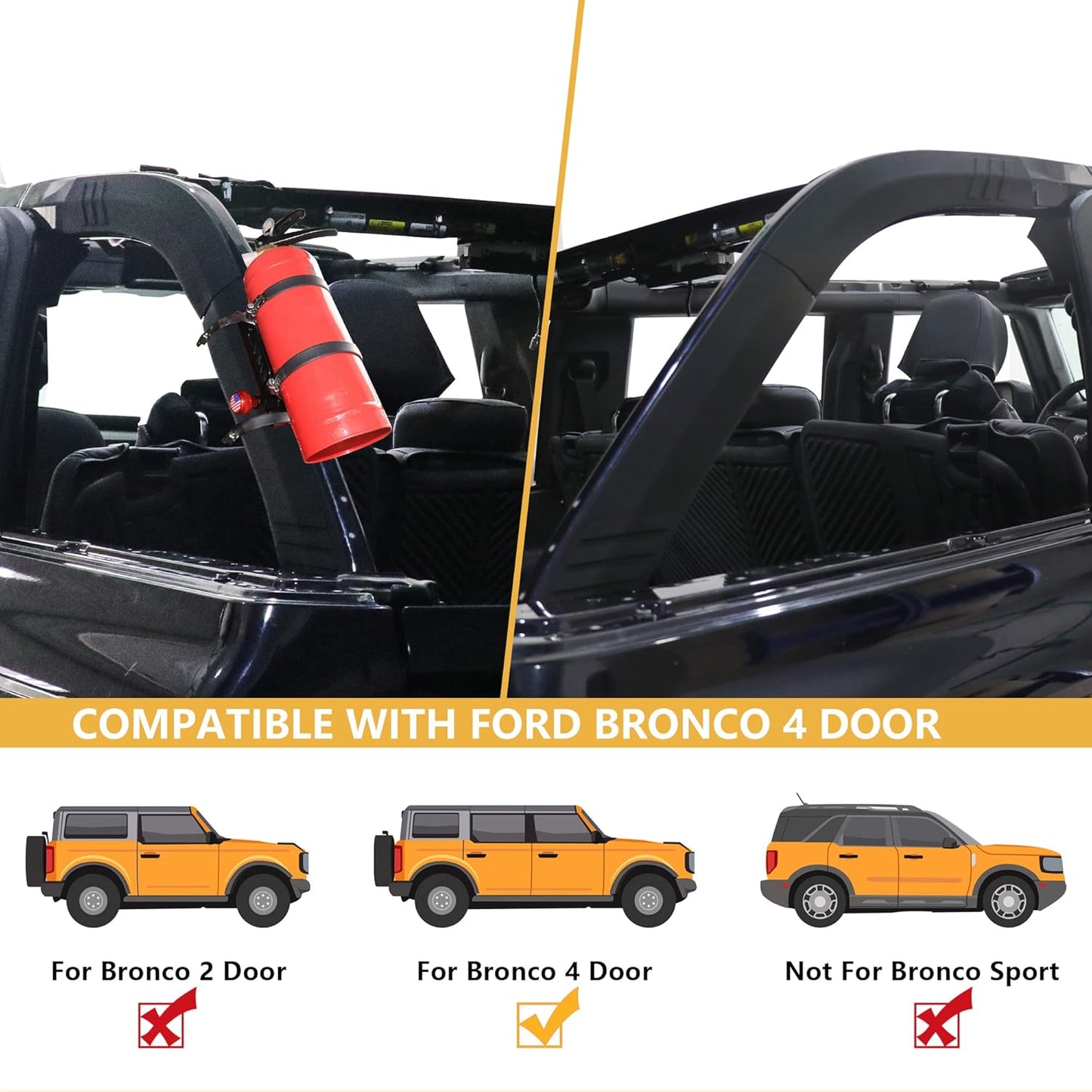 D-Pillar Roll Bar Padding Protector Cover Compatible with 2021 2022 2023 2024 2025 New Ford Bronco 4 Door Roll Cage Edge Paint Protection Guard Prevent Scratching Exterior Accessories 4 Pack