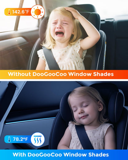 2-Pack Breathable Car Window Shades - 100% UV Block/Cooling, Medium Universal Fit for SUV/Sedan