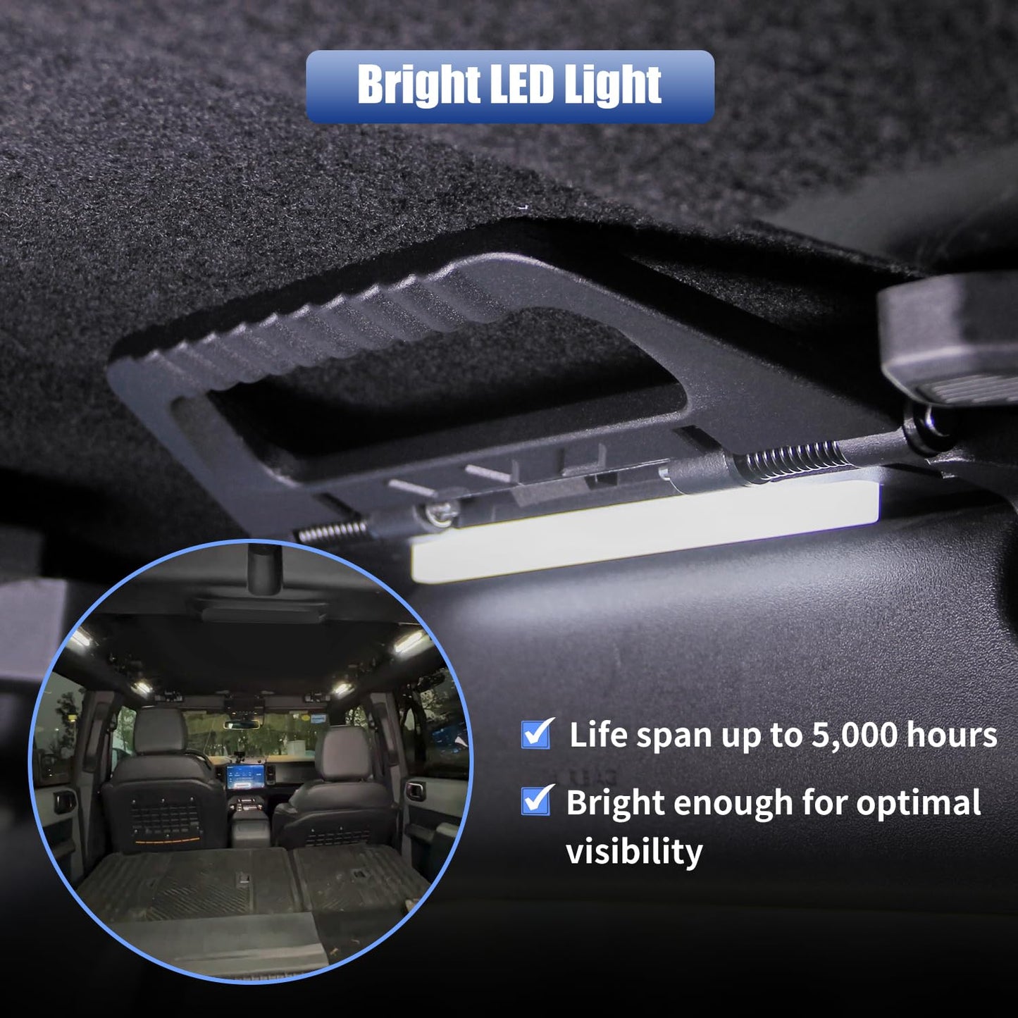 Bronco 4-Door LED Grab Handles, Aluminum Grip