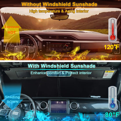 Premium Reflective Sun Shade for 2018-2026 Jeep Wrangler JL & Gladiator with Pouch